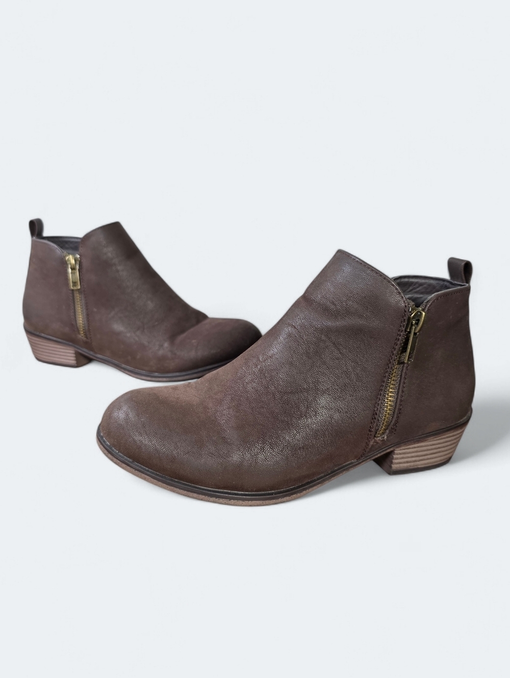 Pierre Dumas Brown Faux Leather Ankle Booties – Size 6